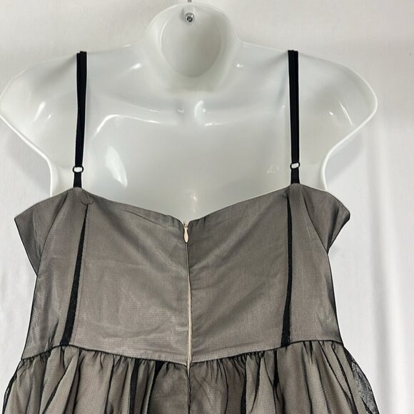Rina Scimento Italian-Made Beige Mini Dress w/ Black Mesh Overlay - Picture 9 of 11